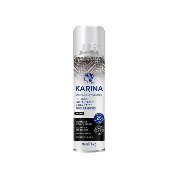 Spray De Tintura Karina Retoque Cor Preto 75ml