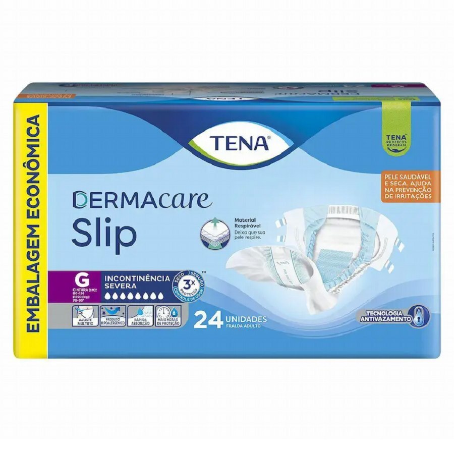 Fralda Geriátrica Unissex Tena Dermacare Slip G - 24 Unidades