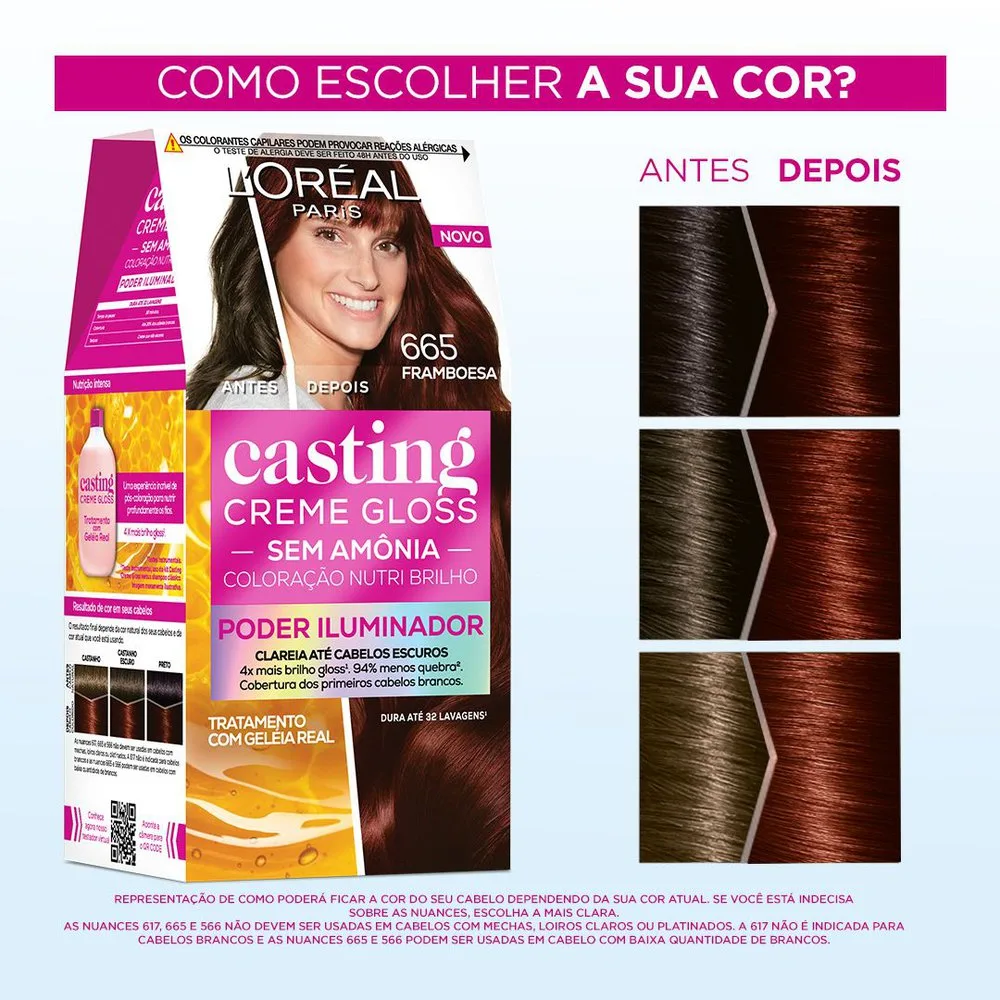 Tinta De Cabelo Casting Creme Gloss De L’oréal Paris 665 Framboesa 246g