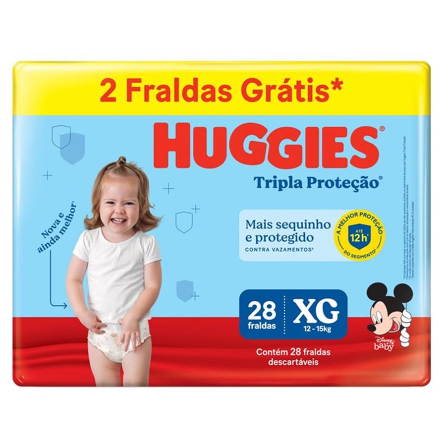Fralda Huggies Tripla Proteção Xg - Leve 28 Pague 26 Unidades