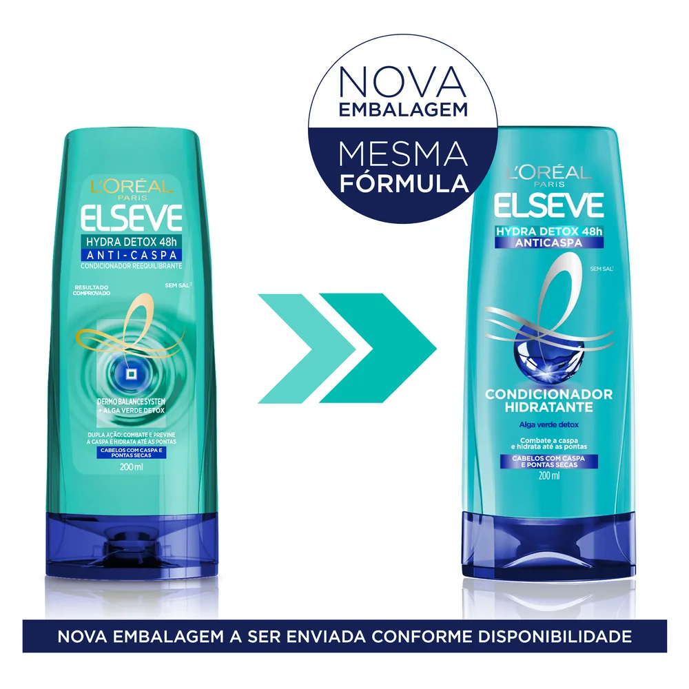 Condicionador Elseve Hydra Detox Anticaspa 48h Reequilibrante 200ml