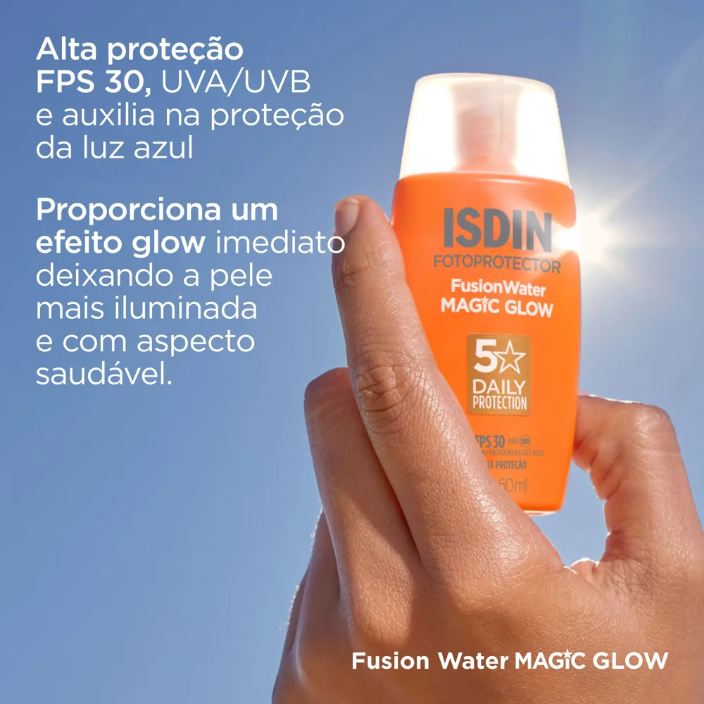 Protetor Solar Facial ISDIN Fusion Water Magic Glow FPS30 50ml