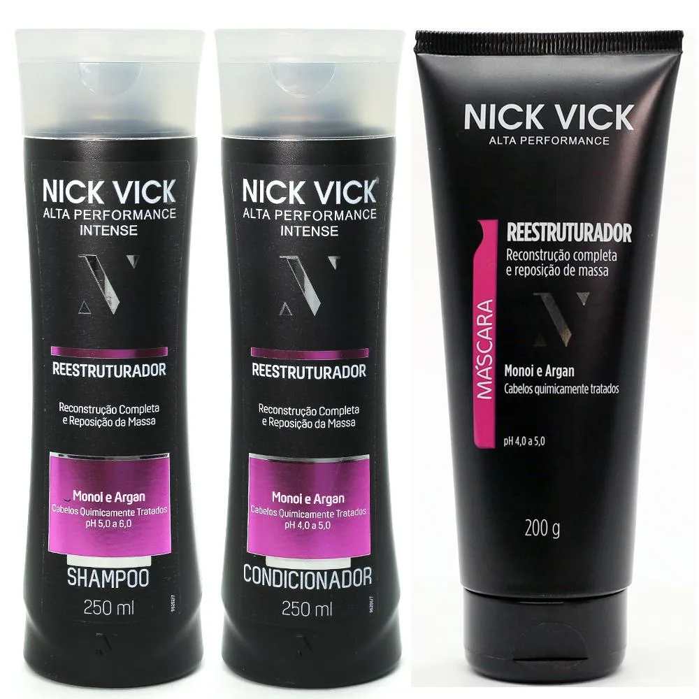 Kit Nick Vick Reestruturador - Shampoo - Condicionador - Máscara