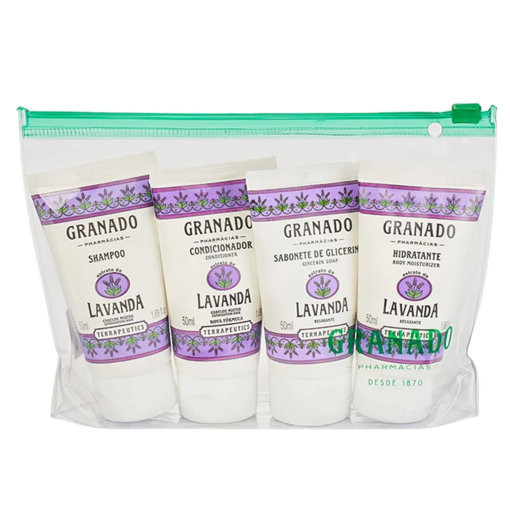 Kit Granado Terrapeutics Necessarie Lavanda 1 Shampoo 50ml + 1 Condicionador 50ml + 1 Sabonete 40ml + 1 Hidratante 50ml