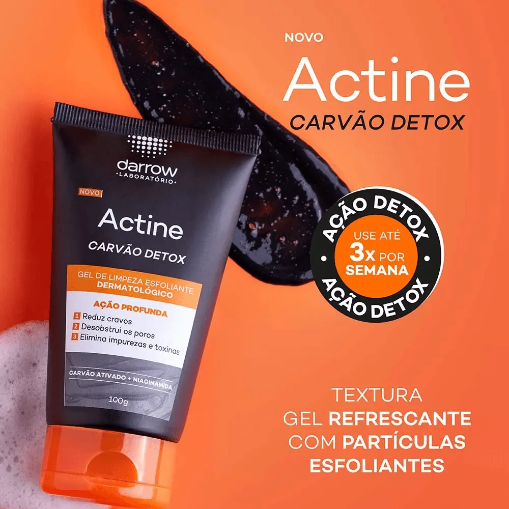 Gel de Limpeza Facial Darrow Actine Esfoliante Carvão Ativado Detox 100g