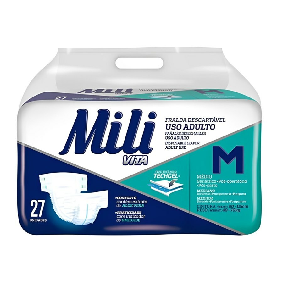 Fralda Descartável Adulto Mili Vita M - 27 Unidades