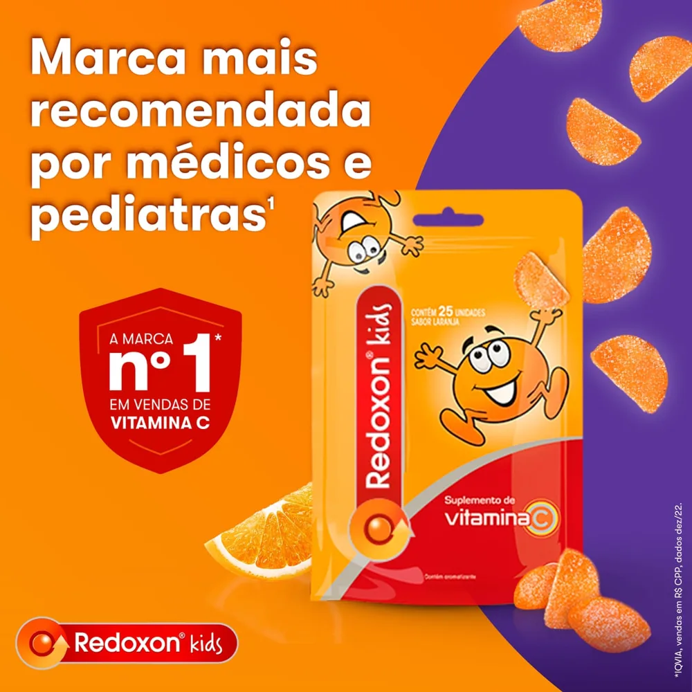 Redoxon Kids Vitamina Infantil Sabor Laranja 25 Gomas