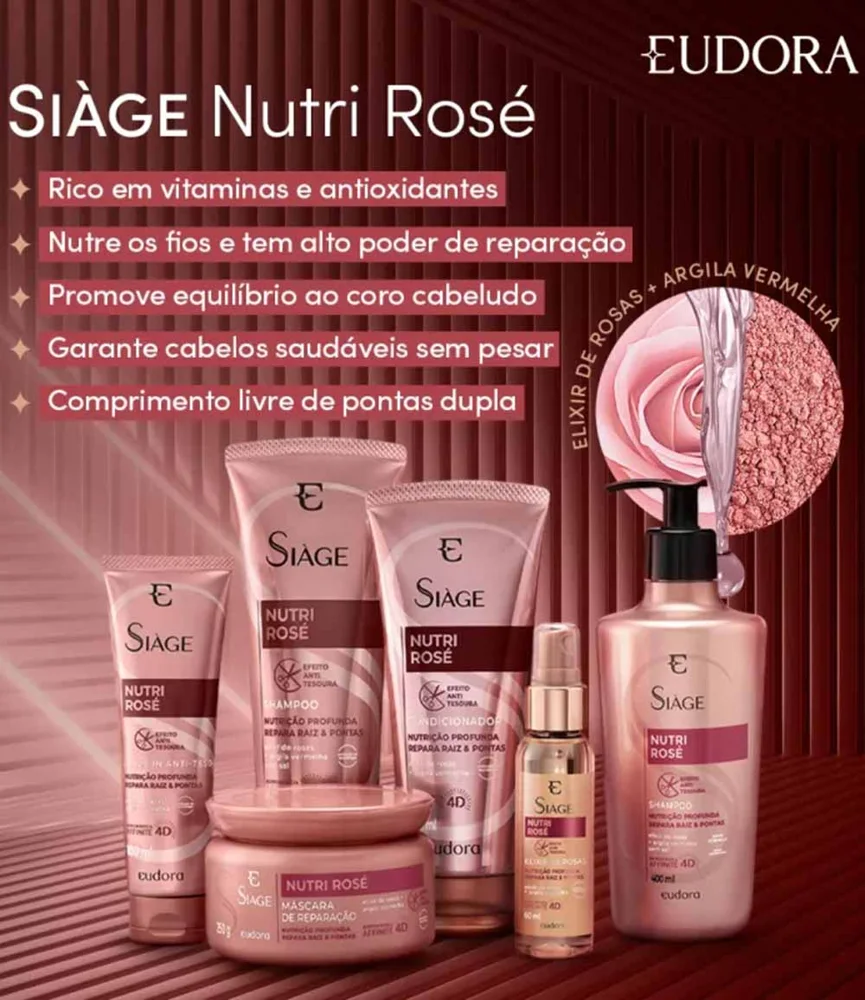 Máscara Capilar Eudora Siàge Nutri Rosé Reparação 500g