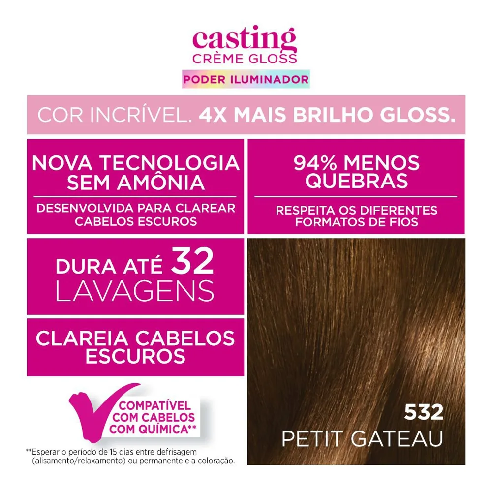 Tinta De Cabelo Casting Creme Gloss De L’oréal Paris 532 Petit Gateau 246g