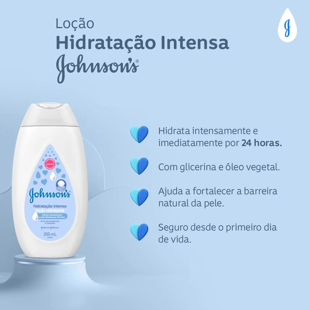 Loção Hidratante Infantil Johnson's Baby Hidratação Intensa 200ml