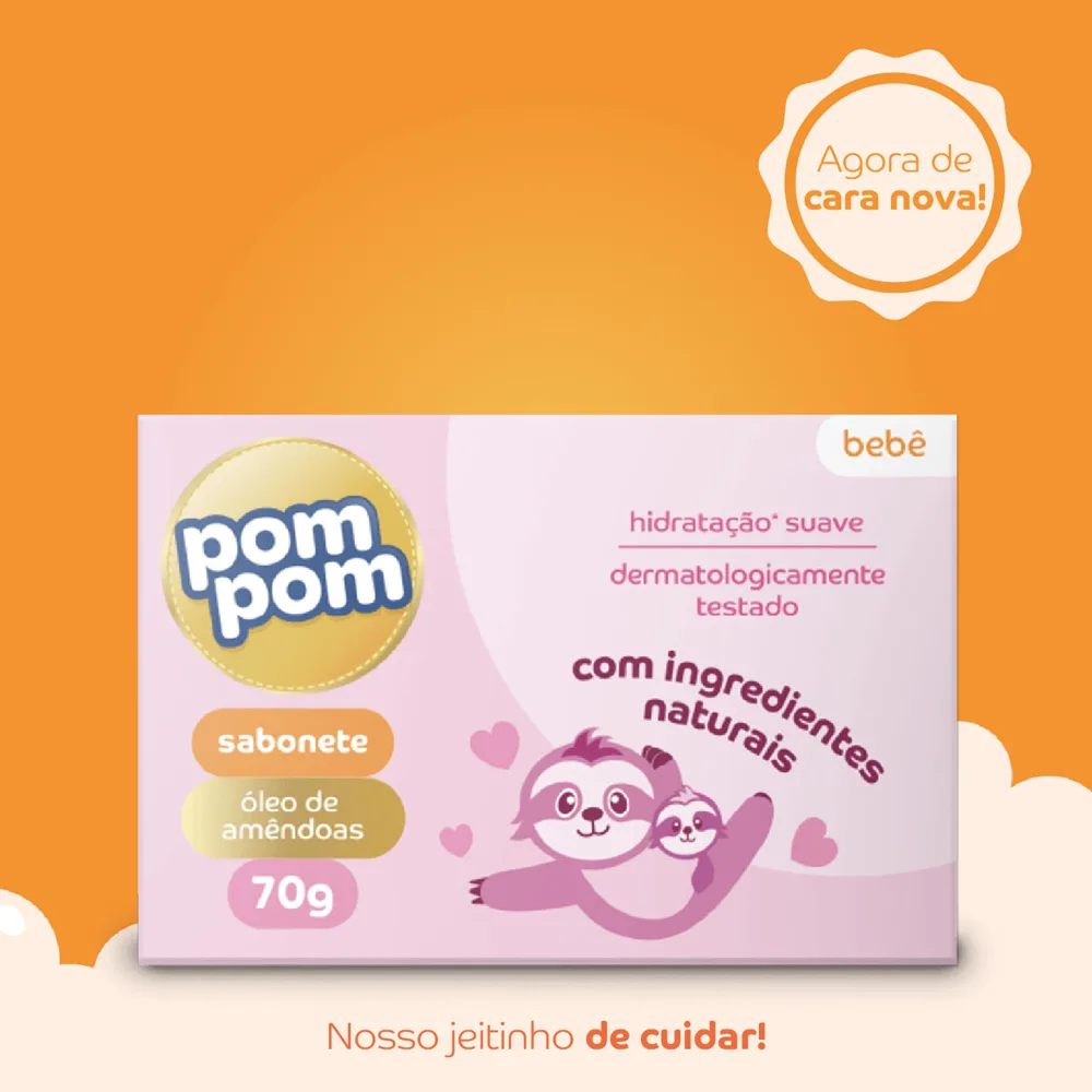 Sabonete em Barra Infantil Pom Pom Óleo de Amêndoas 70g