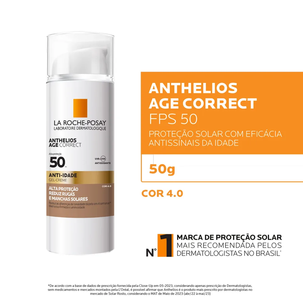 Protetor Solar Facial La Roche-Posay Anthelios Age Correct Anti-idade FPS50 Gel Creme Cor 4.0 50g