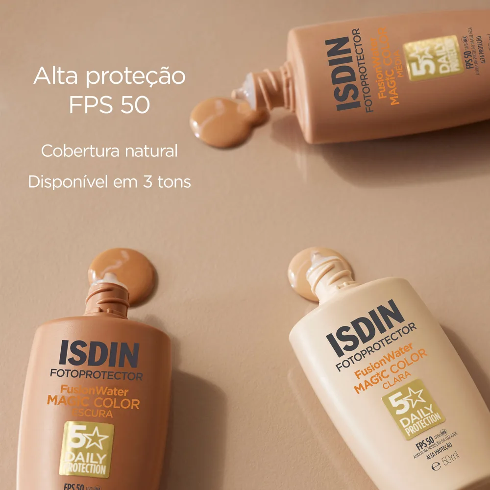 Protetor Solar Facial ISDIN Fusion Water Color FPS50 Cor Escura 50ml