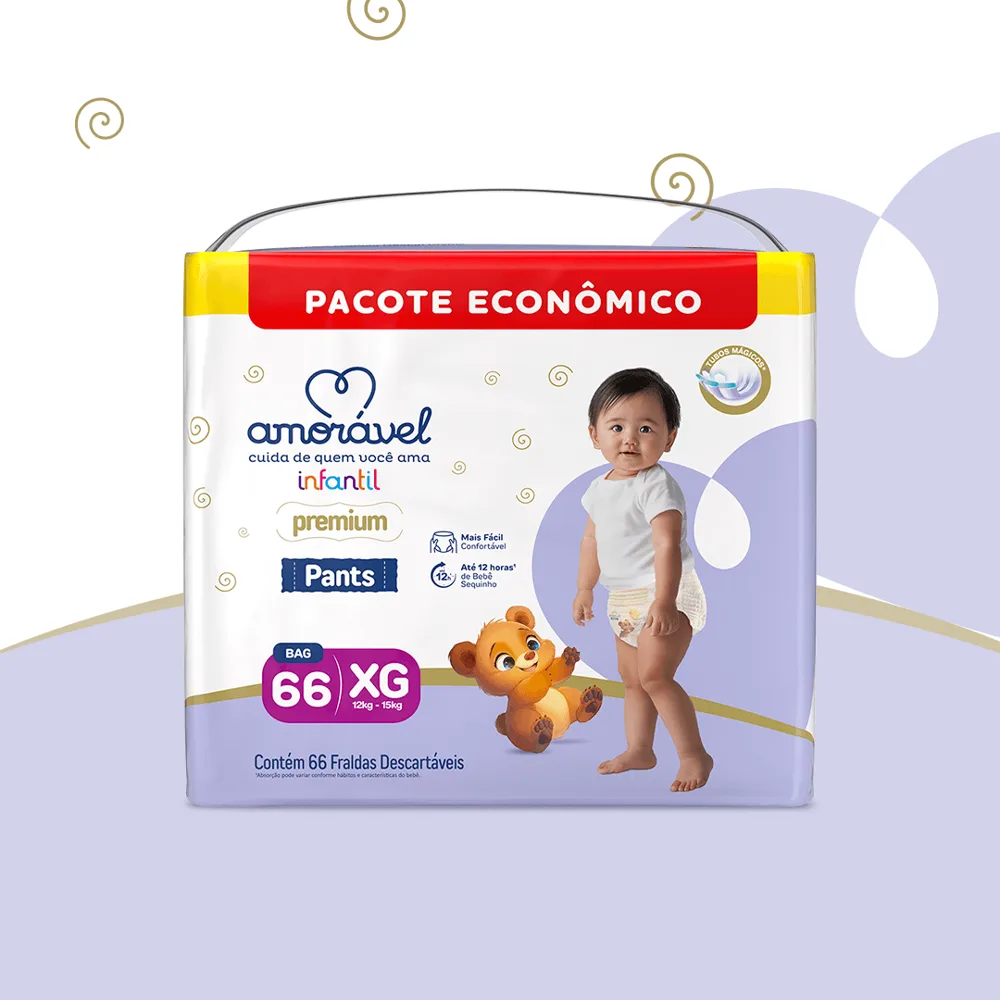 Fralda Amorável Pants Ultrabag Xg 66 Unidades