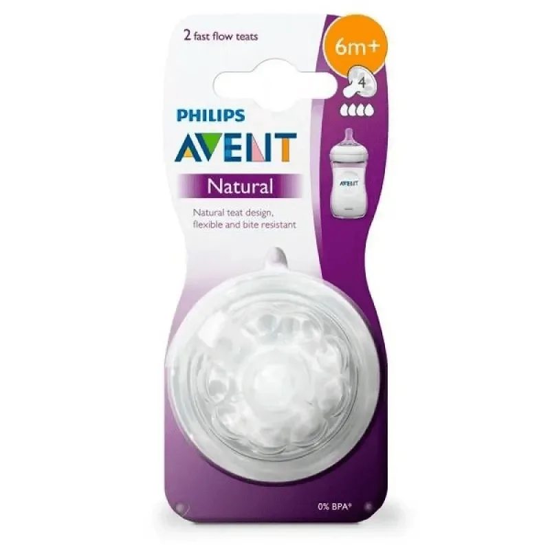 Bico para Mamadeira Philips Avent Pétala +6 meses Anticólica Silicone Tamanho 4 2 Unidades