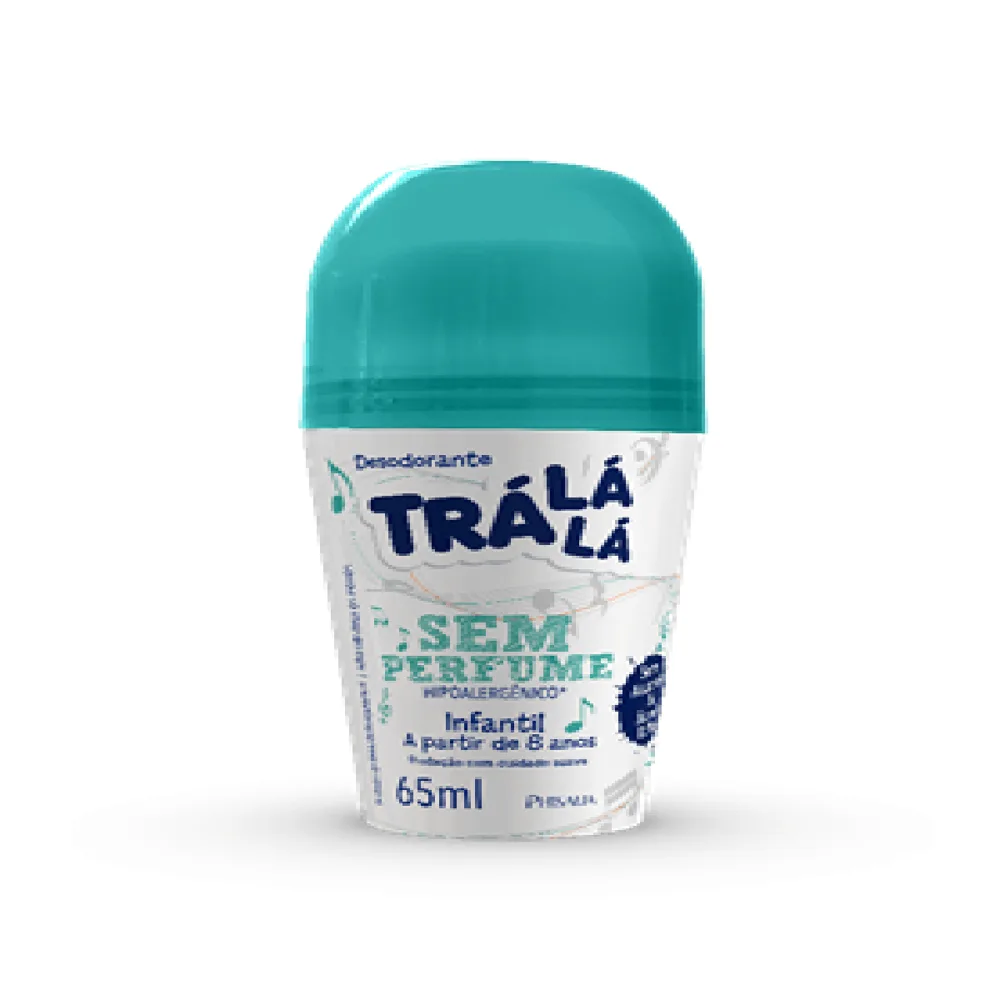 Desodorante Infantil Trá Lá Lá Sem Perfume +8 anos Roll-On 65ml