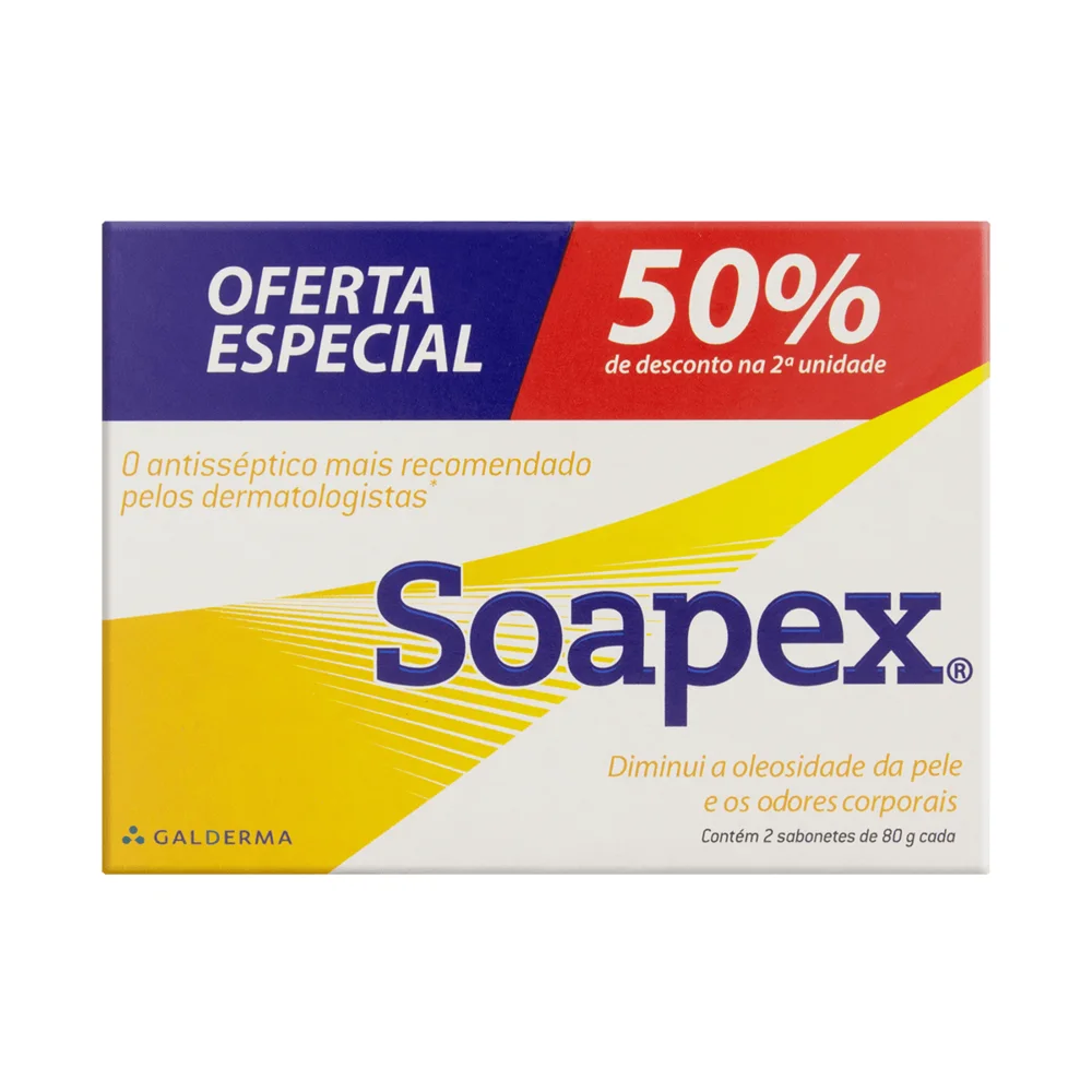 Kit Sabonete em Barra Soapex Antisséptico 80g 2 Unidades