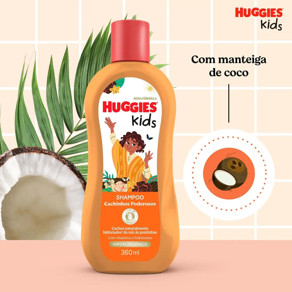 Shampoo Infantil Huggies Kids Cachinhos Poderosos 360ml