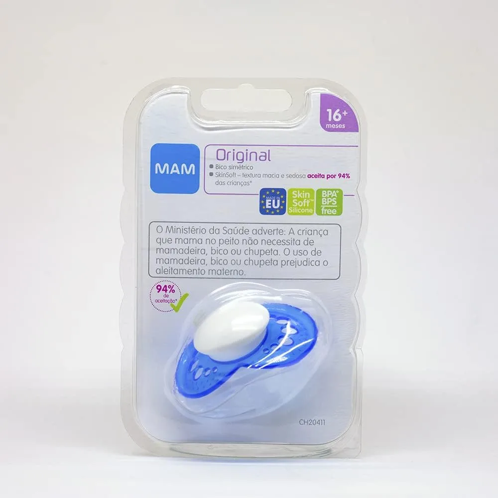 Chupeta MAM Original Furos de Ventilação +16 meses Silicone Azul 1 Unidade