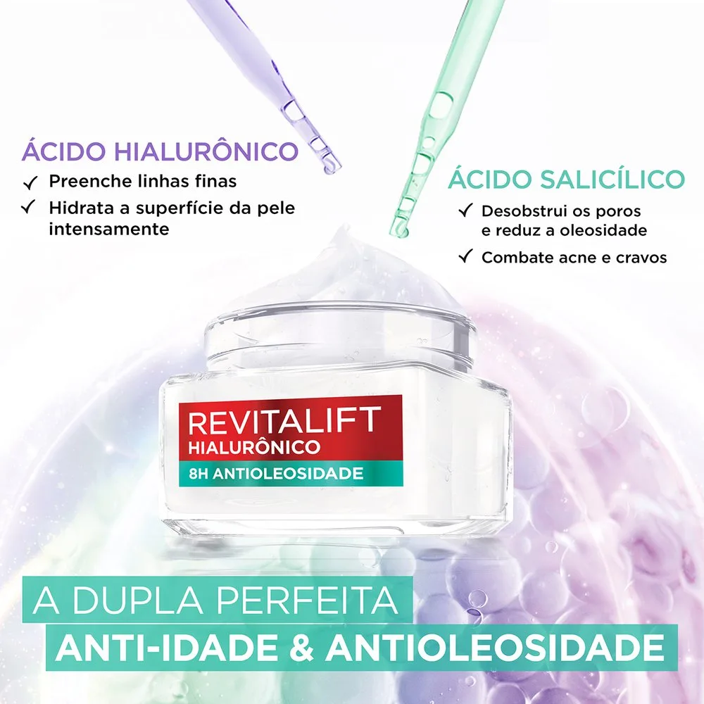 Creme Facial L'Oréal Paris Revitalift Hialurônico Antioleosidade 49g