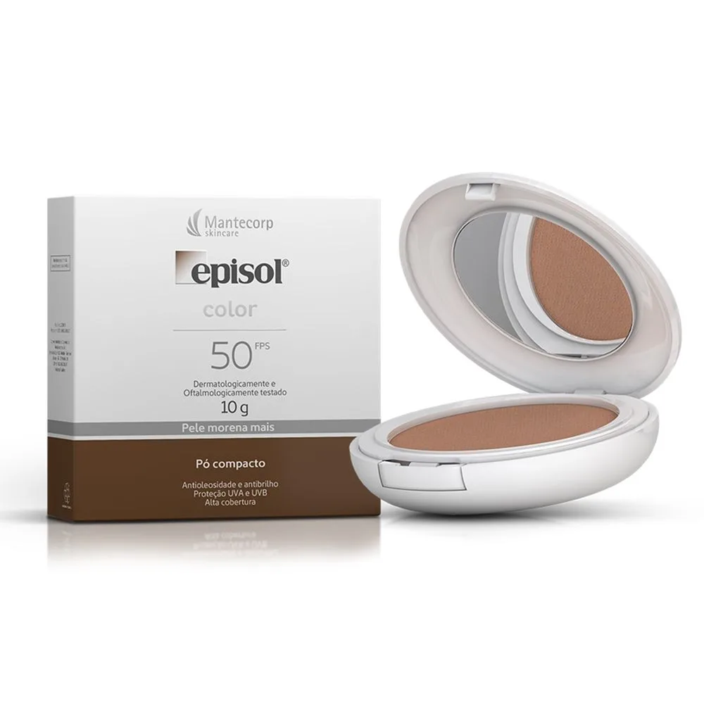 Protetor Solar Facial Episol Color FPS50 Morena Mais Pó Compacto 10g