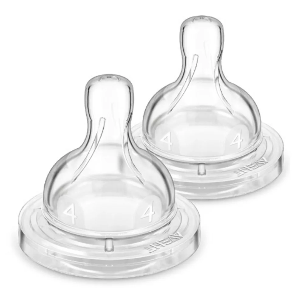 Bico para Mamadeira Philips Avent Classic +6 meses Anti Cólica Fluxo Rápido Silicone Tamanho 4 2 Unidades