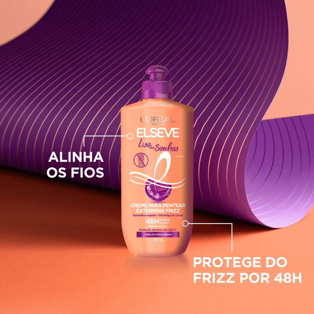 Creme de Pentear Elseve Liso dos Sonhos Extermina Frizz Proteção Térmica 250ml