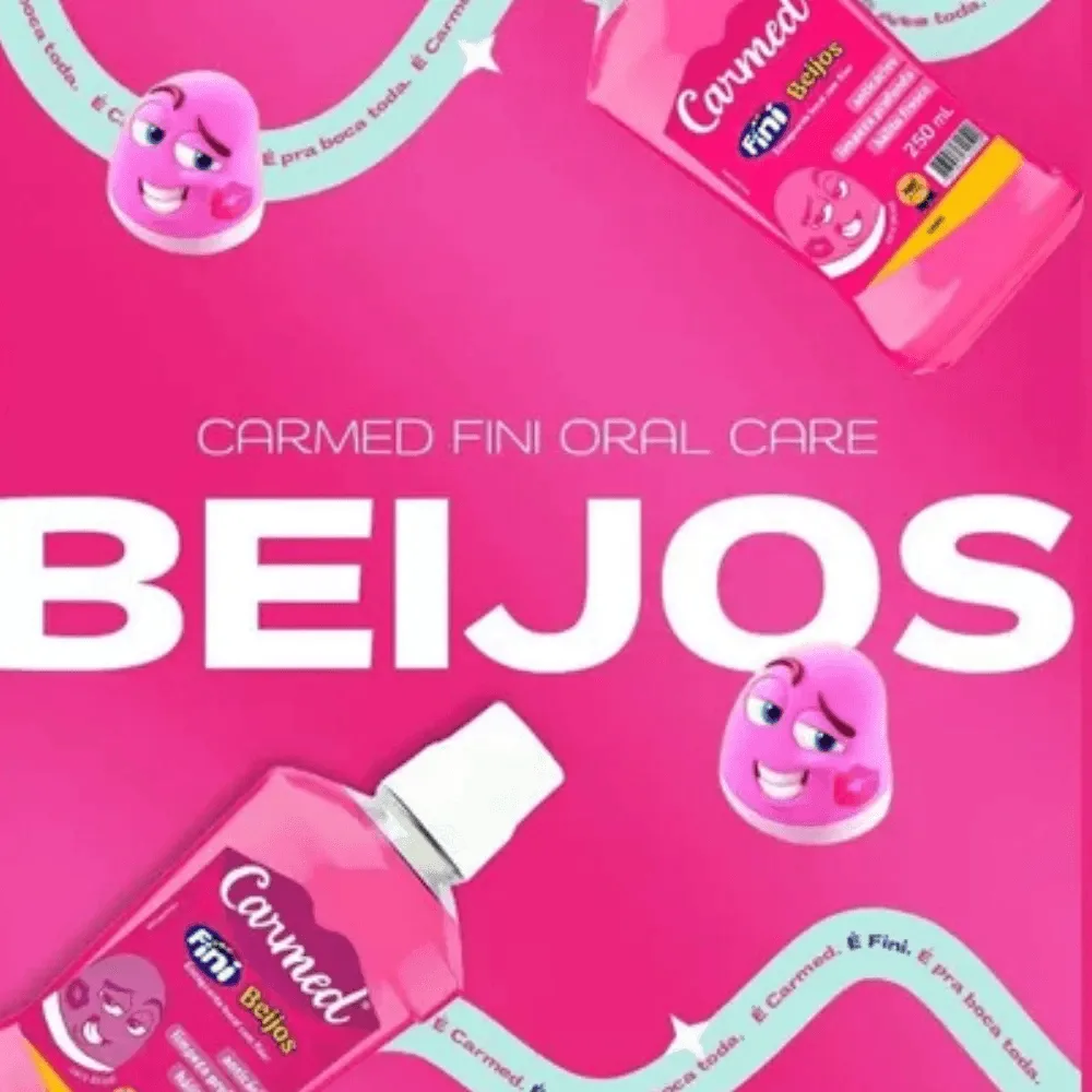 Enxaguante Bucal Carmed Fini Beijos com Flúor Zero Álcool 250ml