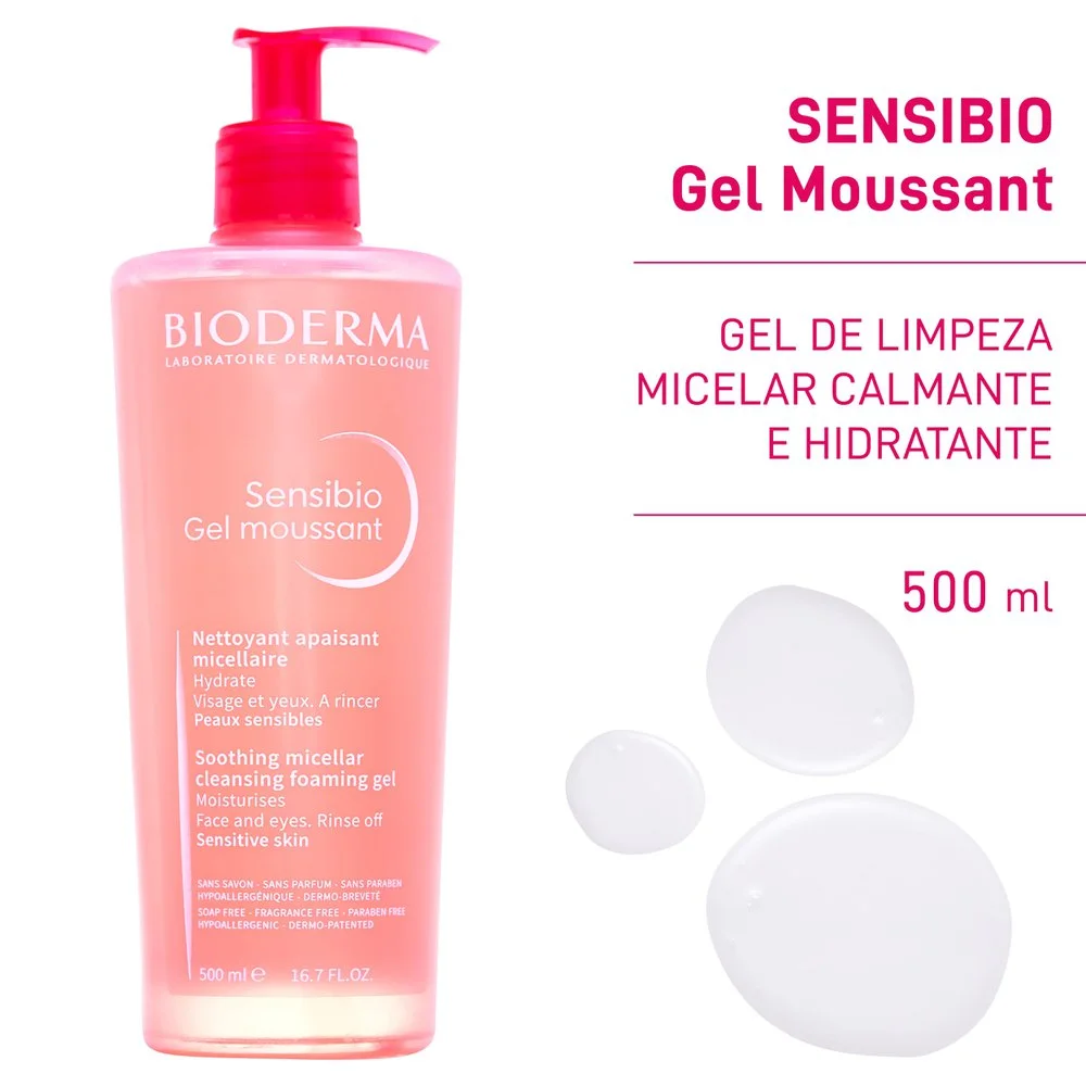 Bioderma Sensibio Gel Moussant Gel de Limpeza Micelar Calmante e Hidratante 500ml