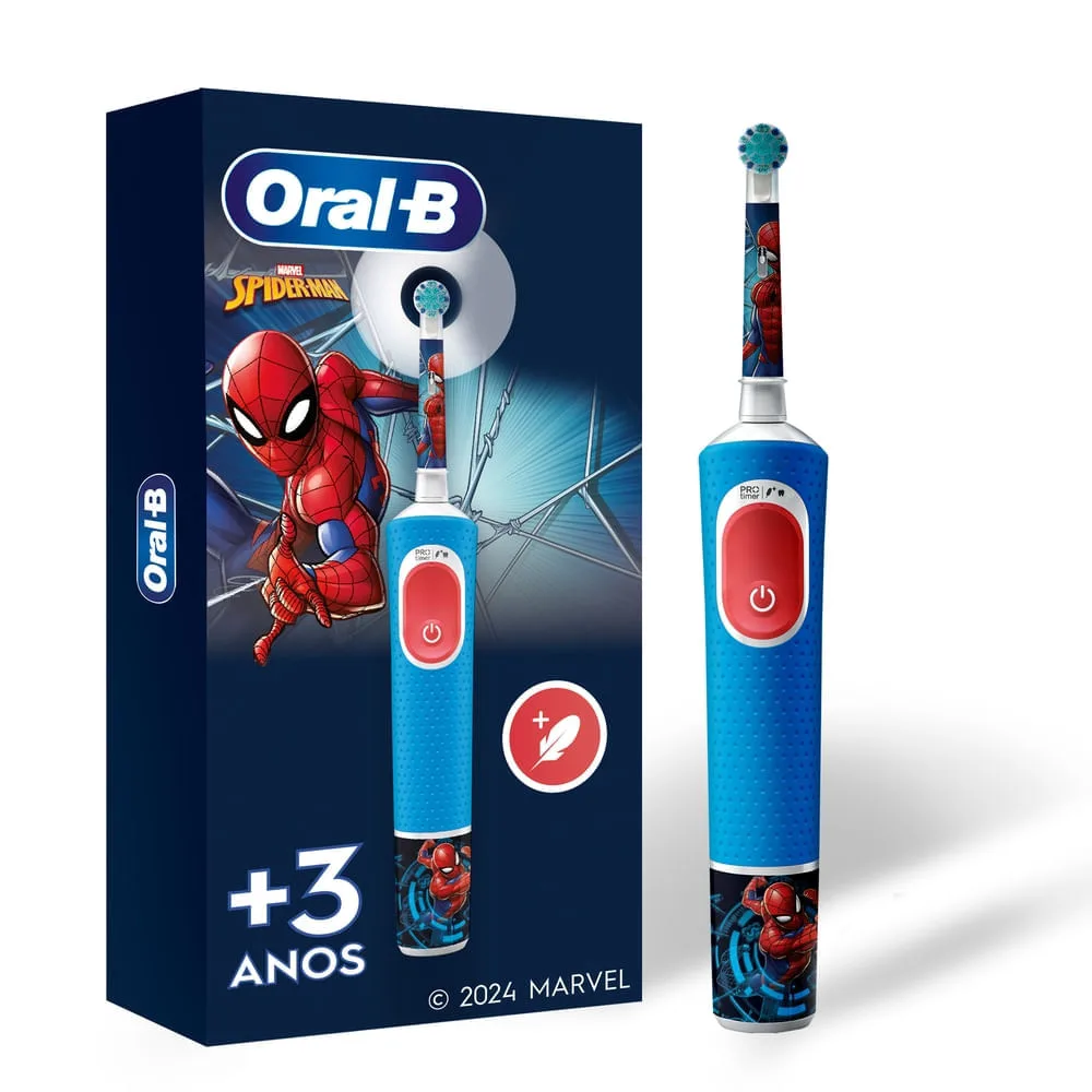Escova Dental Elétrica Infantil Oral-B Vitality Kids Spiderman Recarregável Bivolt 1 Unidade