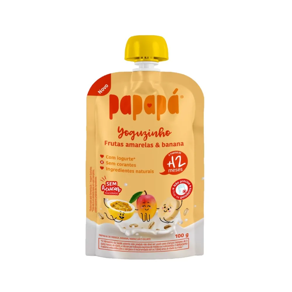 Papinha Papapá Yoguzinho Iogurte Frutas Amarelas Sem Adição De Açúcar 100g