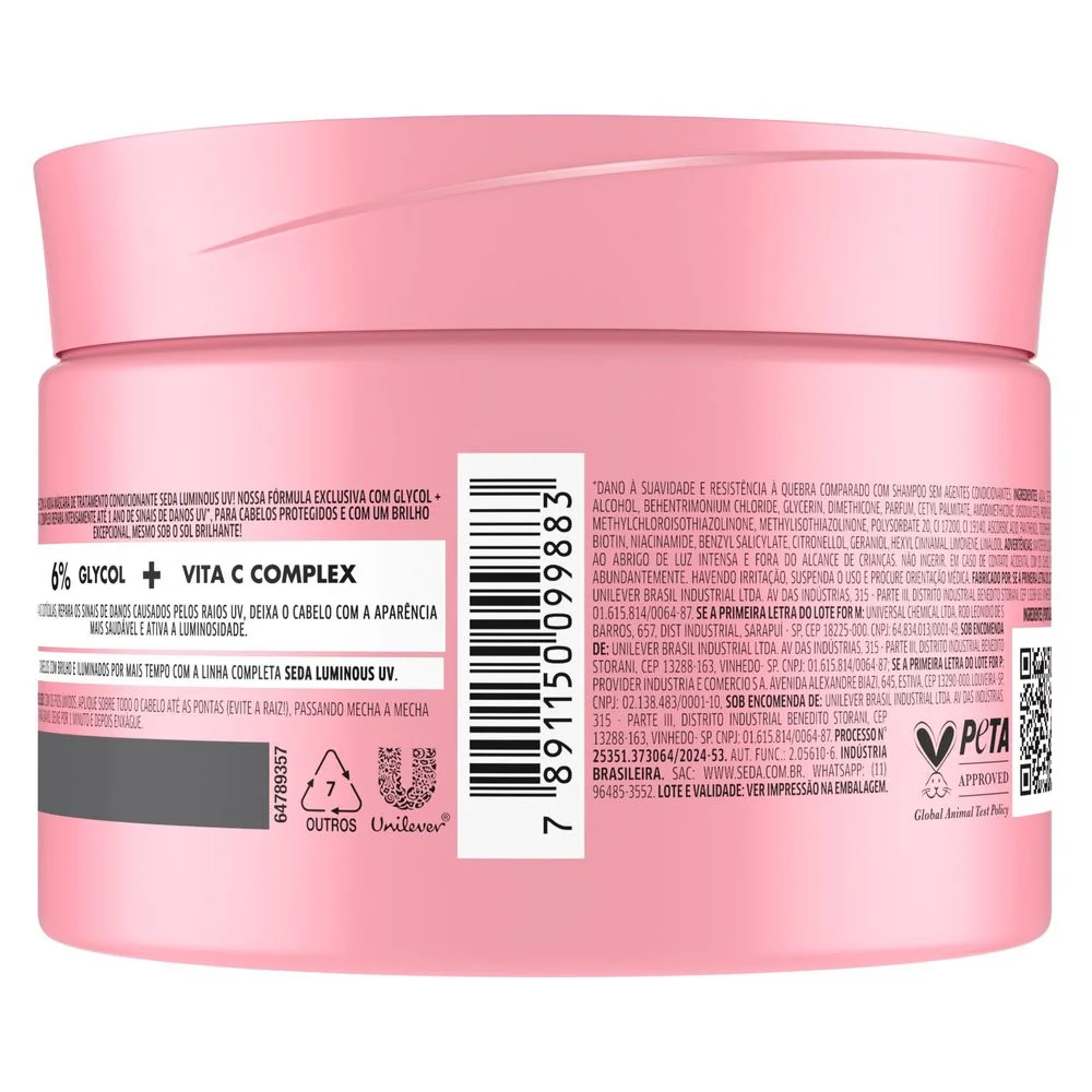 Máscara Capilar Seda Luminous UV Glycol + Vita C 300g