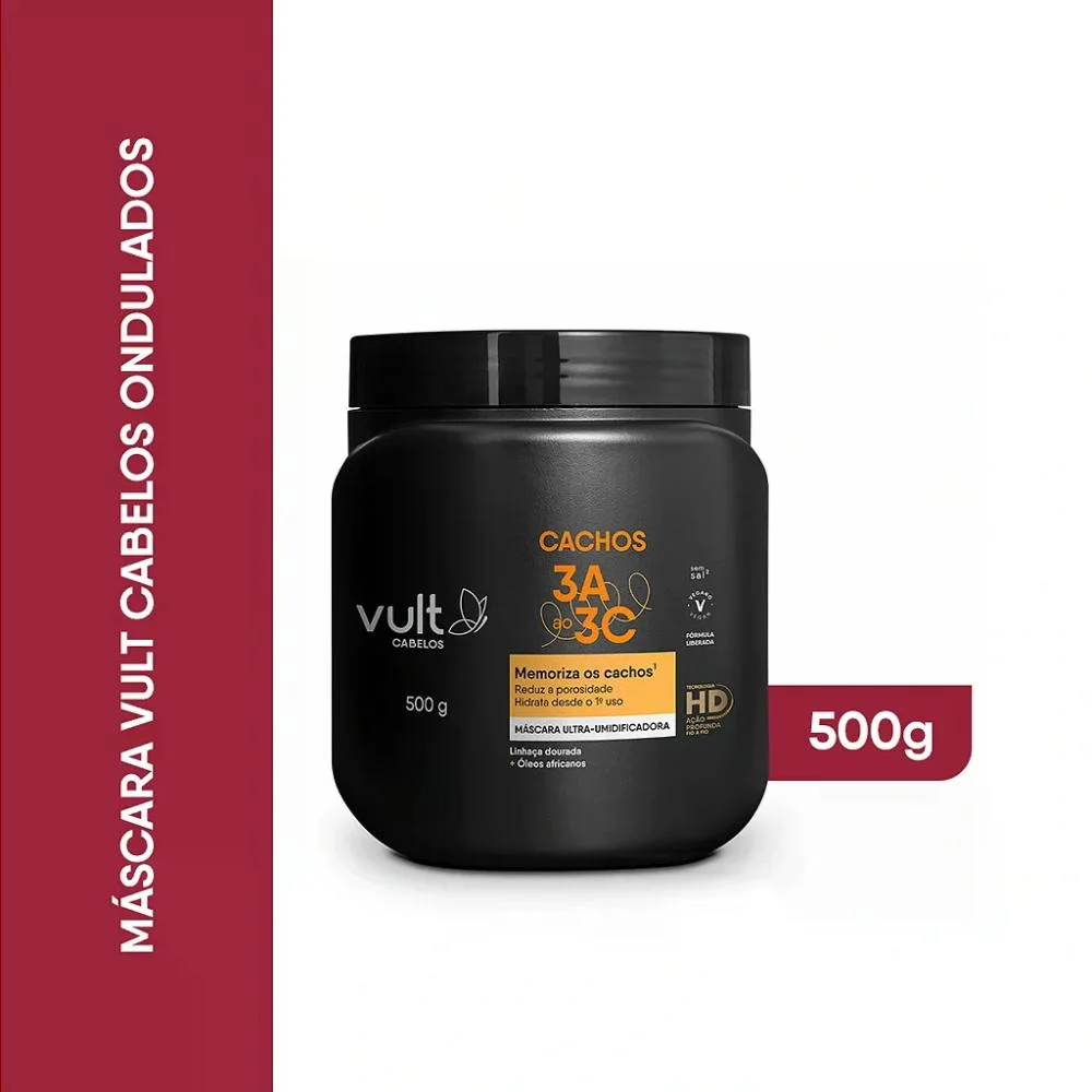 Vult - Cabelos Cachos 3A ao 3C - Máscara Capilar - 500g