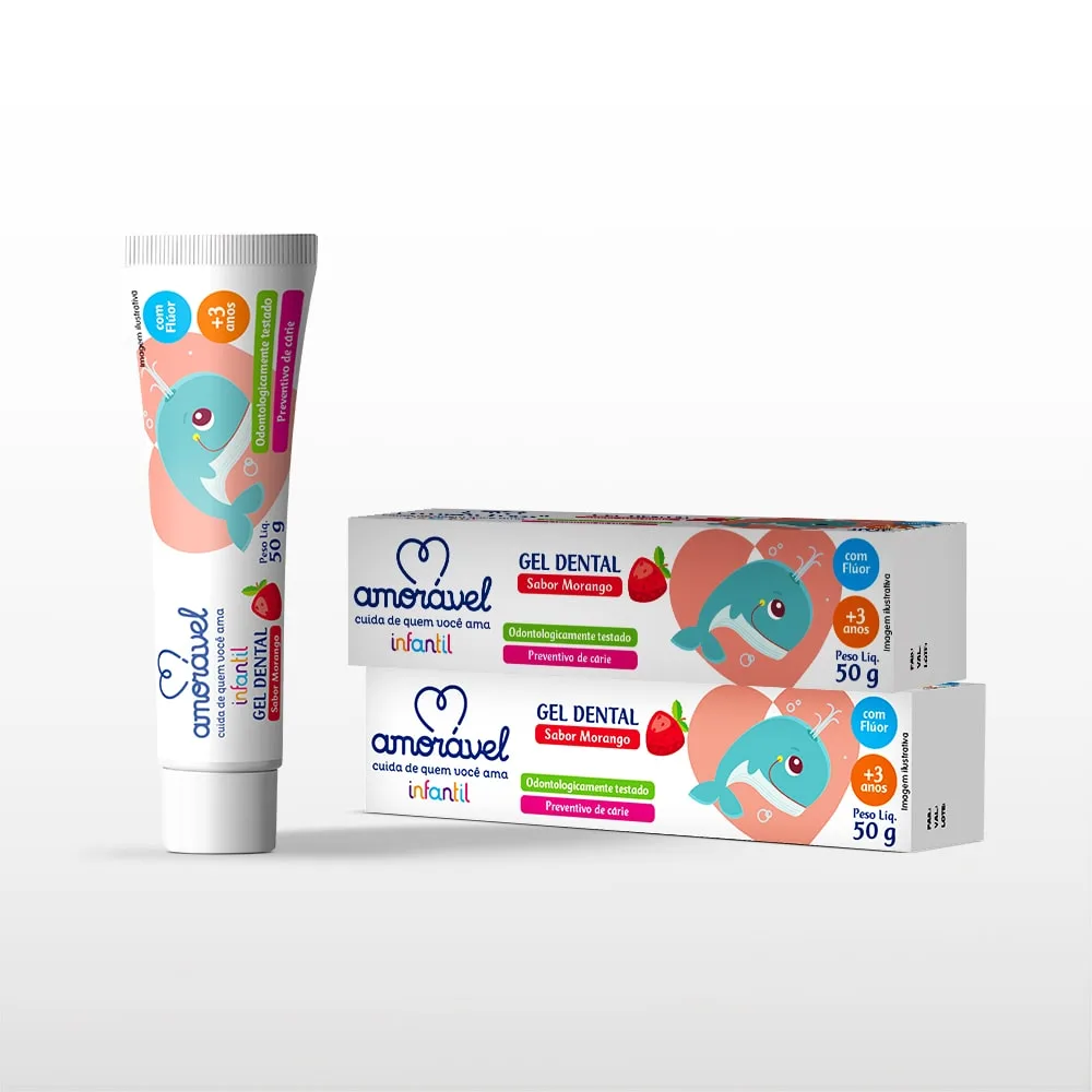 Creme Dental Infantil Amorável Morango Com Flúor Gel 50g