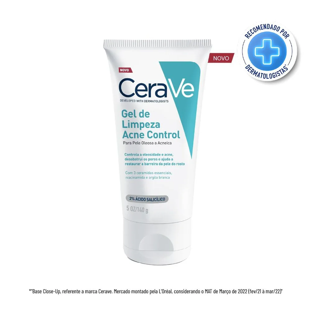Gel de Limpeza Facial CeraVe Acne Control com Ácido Salicílico 140g