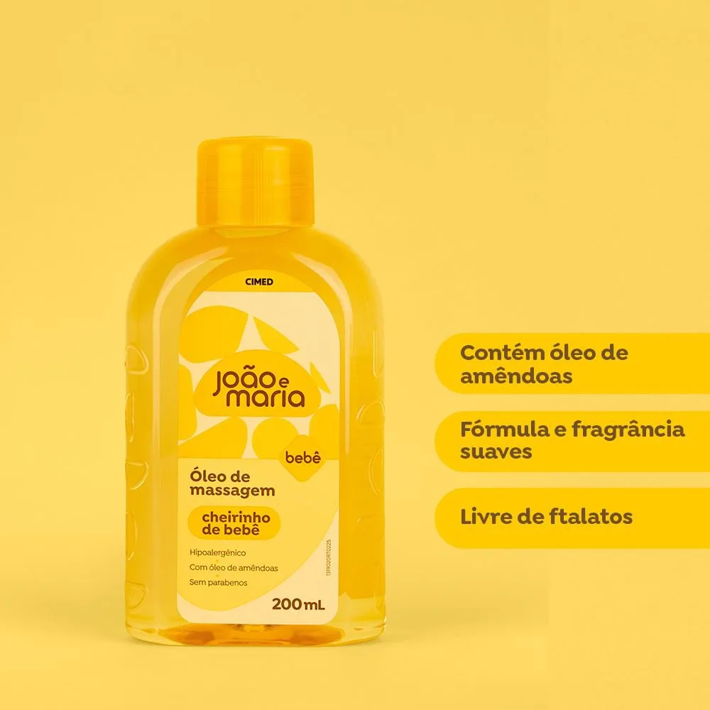Óleo De Massagem João E Maria Cheirinho De Bebê Com Óleo De Amêndoas 200ml
