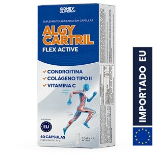 Colágeno Tipo Il + Condroitina + Vitamina C Algy Cartril Flex Active 60 Cápsulas União Europeia Sidney Oliveira