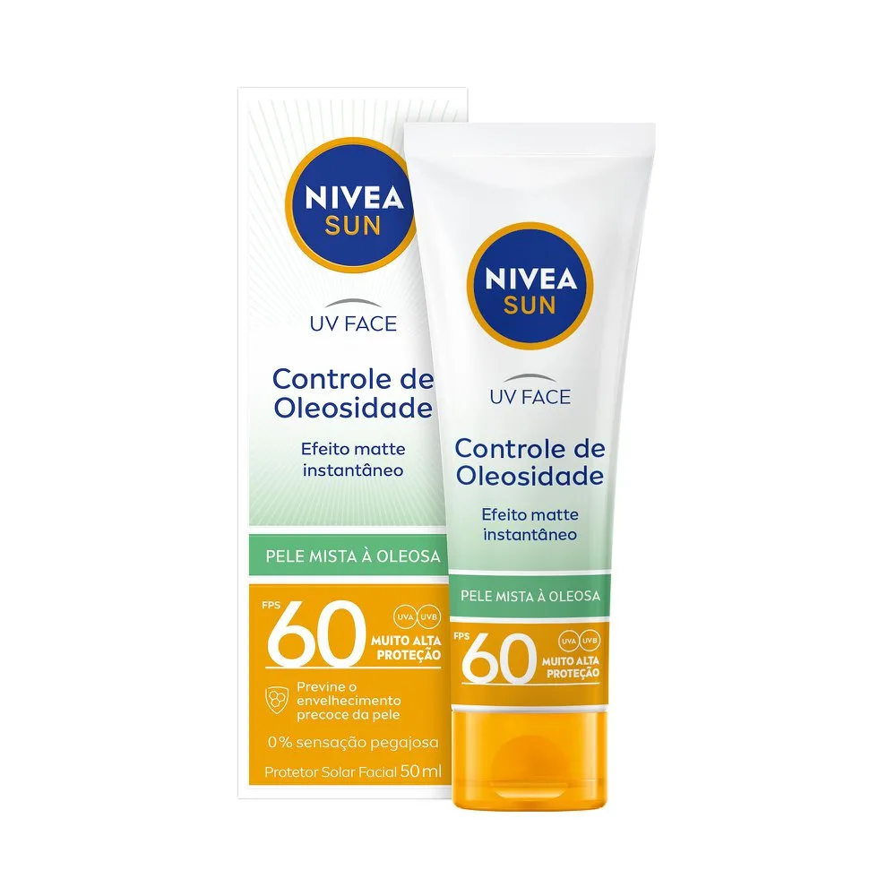 Protetor Solar Facial Nivea Sun UV Face FPS60 Controle de Oleosidade Pele Mista a Oleosa 50g
