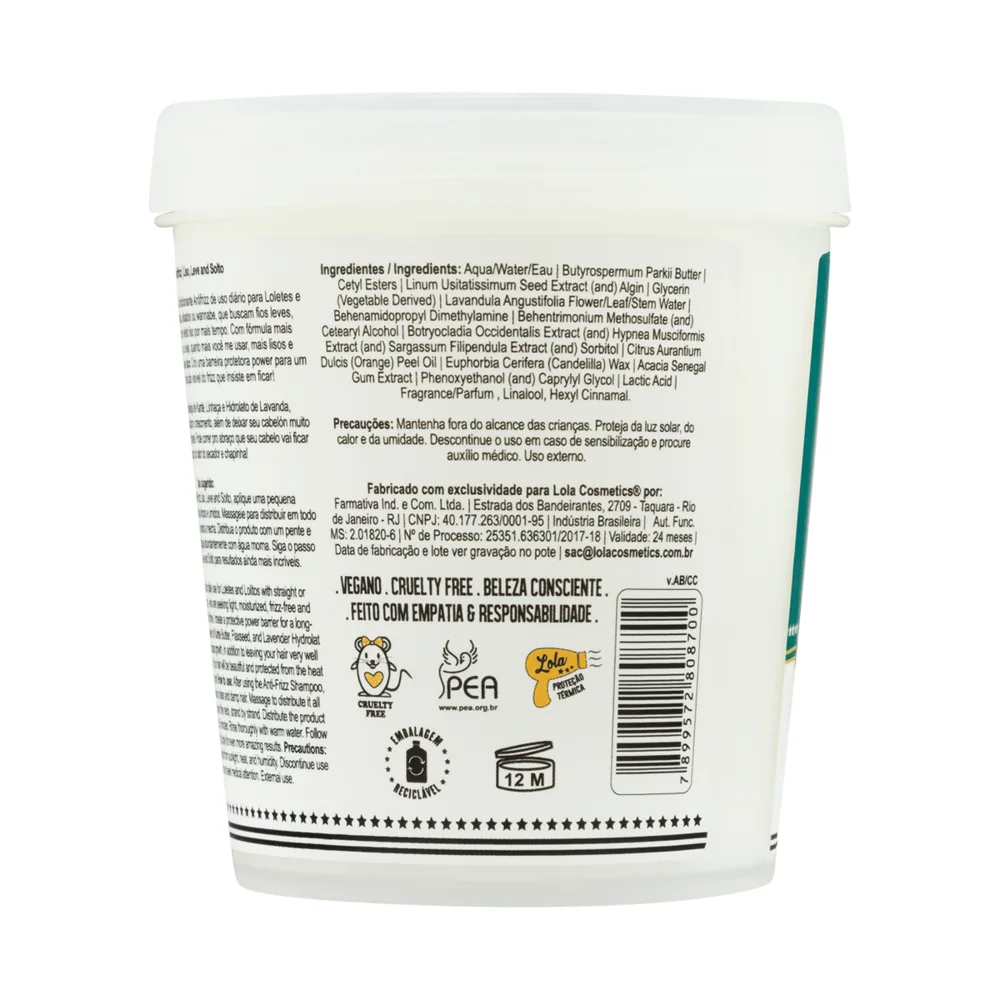 Máscara Capilar Lola Liso, Leve e Solto Anti Frizz 230g