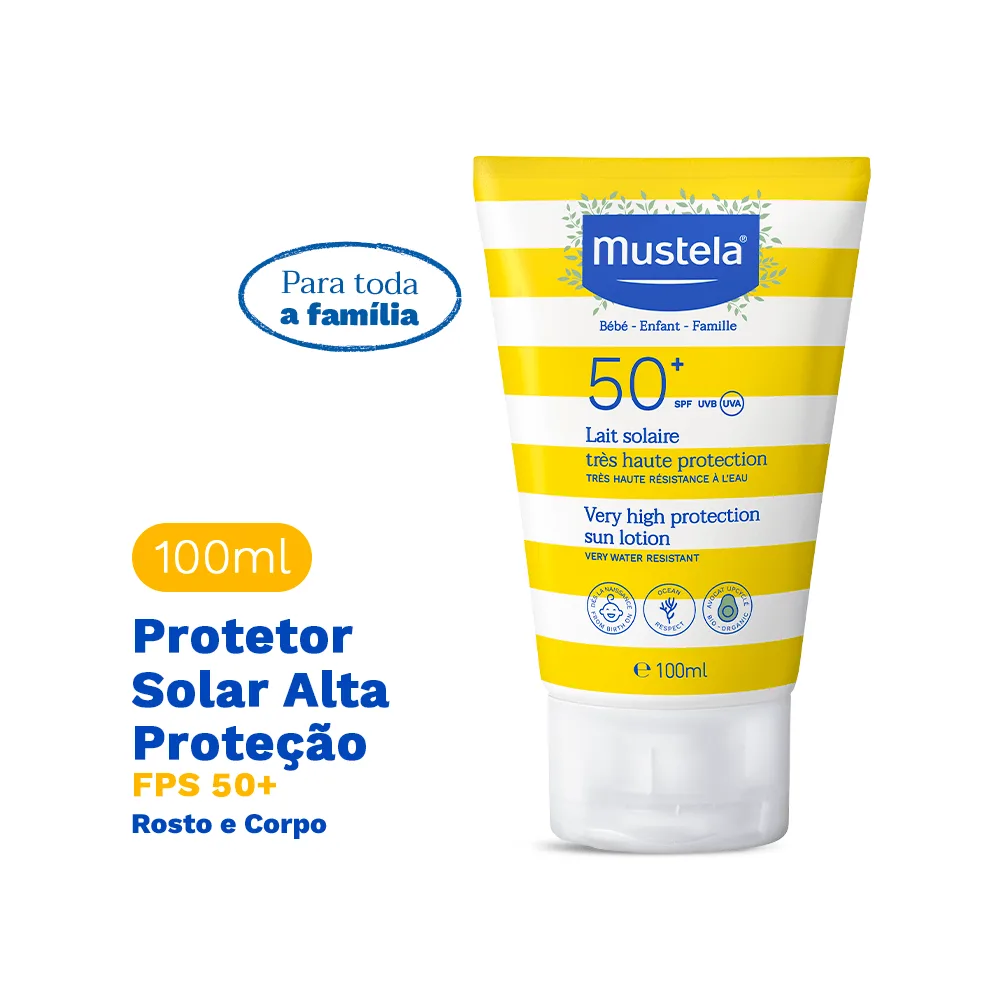 Kit Mustela Protetor Solar FPS50+ Infantil e Adulto 100ml + Hydra Bebê hidratante infantil com Abacate Orgânico 500ml