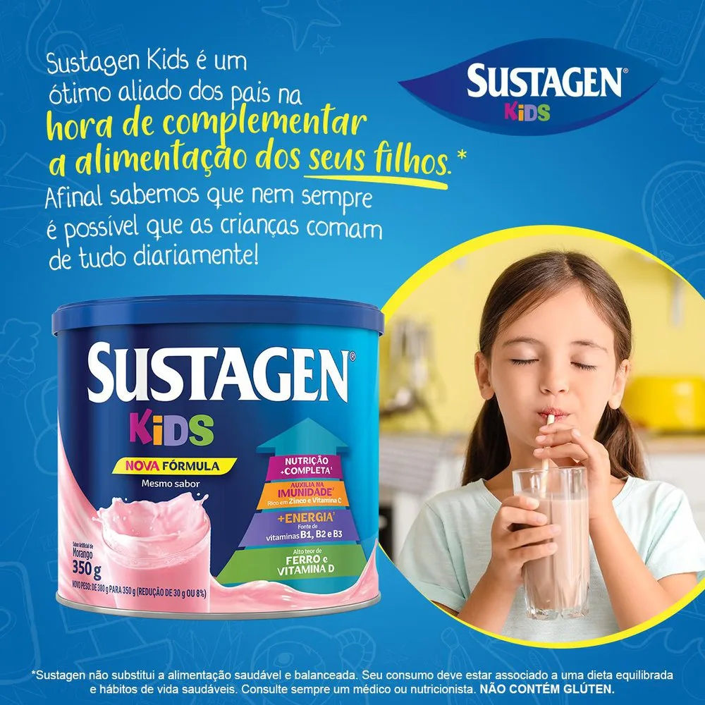 Complemento Alimentar Infantil Sustagen Kids Sabor Morango 350g