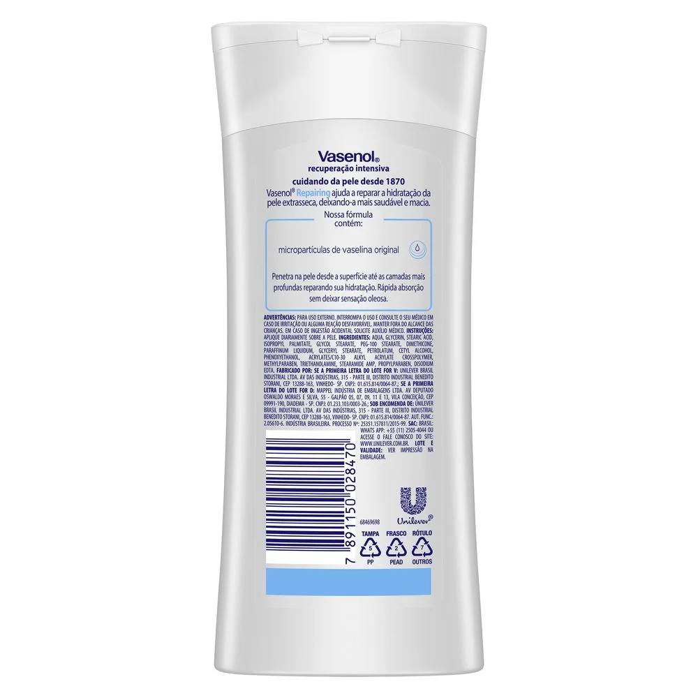 Loção Corporal Vasenol Recuperação Intensiva Reparadora 200ml