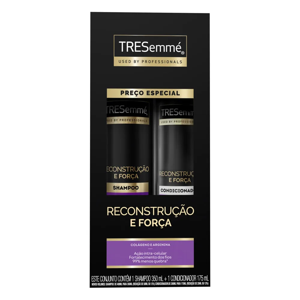 Kit Shampoo TRESemmé Reconstrução e Força 350ml 1 Unidade + Condicionador TRESemmé Reconstrução e Força Colágeno e Arginina 175ml 1 Unidade