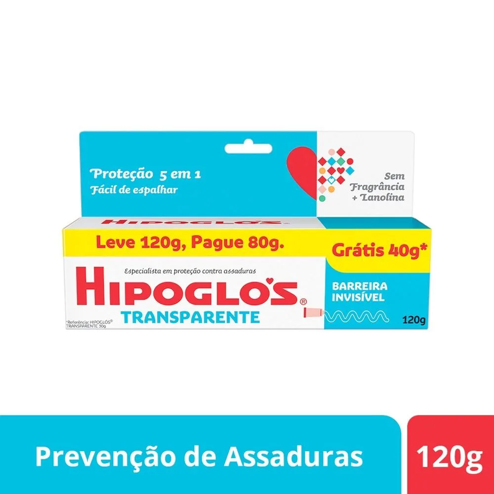 Pomada para Assadura Hipoglós Transparente 1200g Leve 120g e Pague 80g