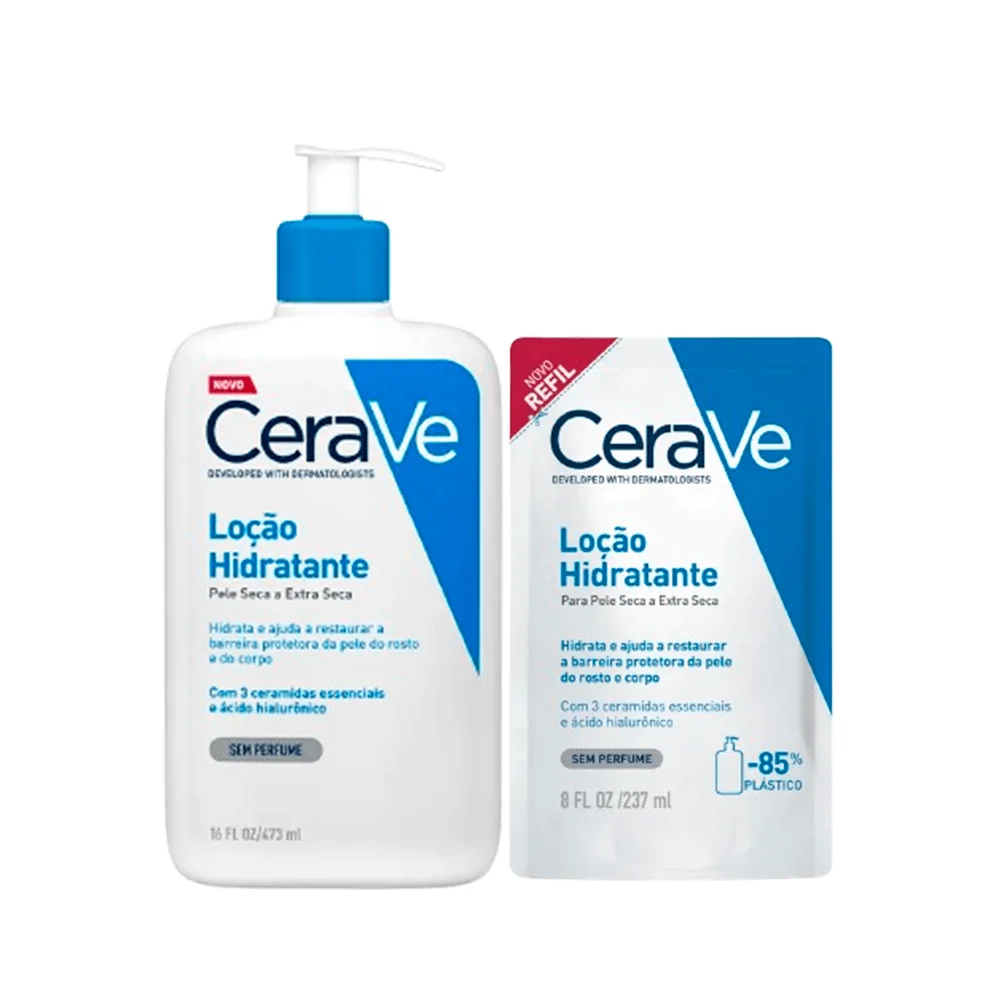 Kit CeraVe Loção Hidratante Corporal 473ml + Loção Hidratante Corporal Refil 237ml
