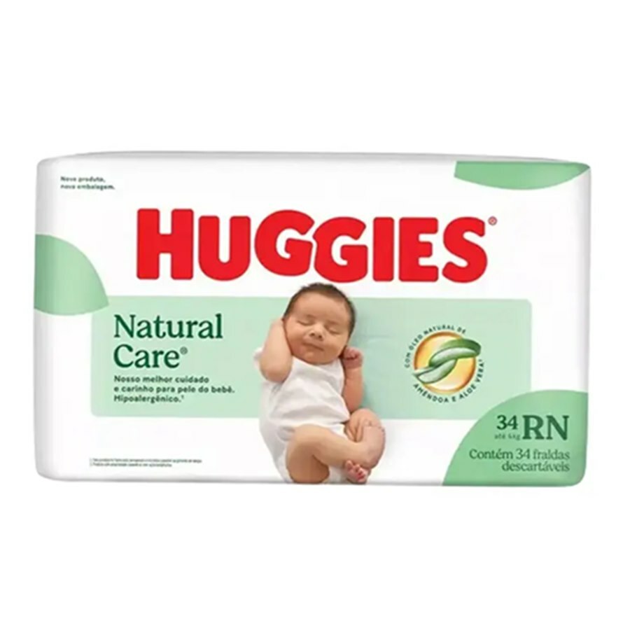 Fralda Huggies Natural Care Rn - 34 Unidades