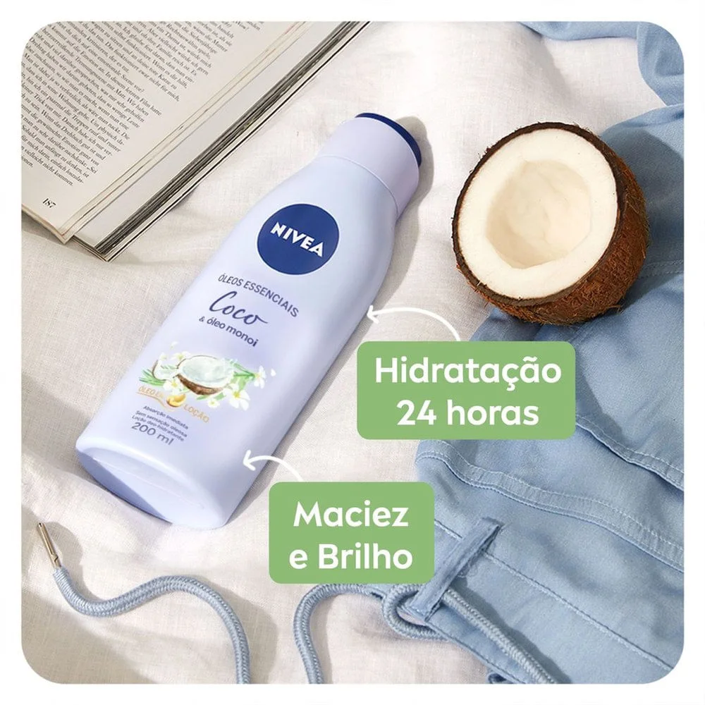 Loção Corporal Nivea Óleos Essenciais Coco e Óleo Monoi 200ml