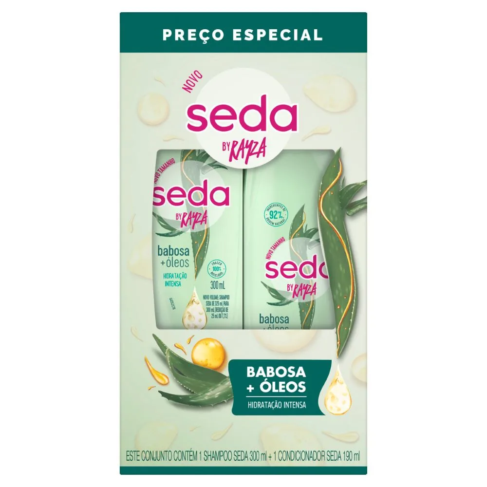 Kit Shampoo Seda Babosa + Óleos 300ml 1 Unidade + Condicionador Seda Babosa + Óleos 190ml 1 Unidade
