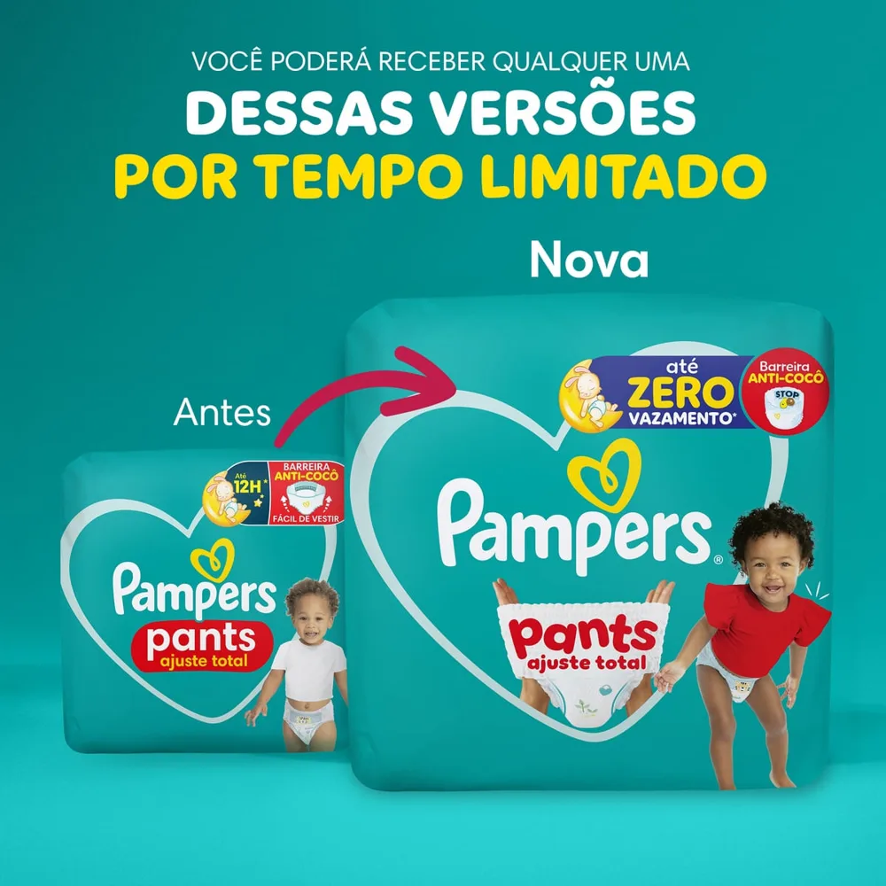 Fralda Pampers Pants Ajuste Total P 32 Unidades