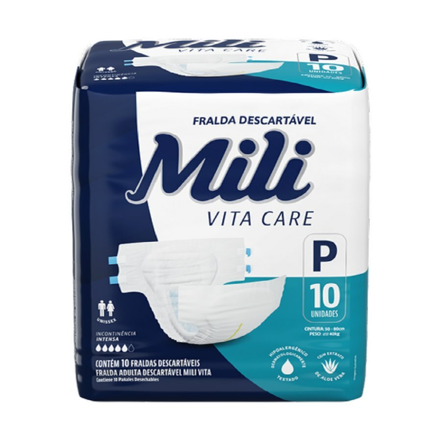 Fralda Descartável Adulto Mili Vita Care P - 10 Unidades